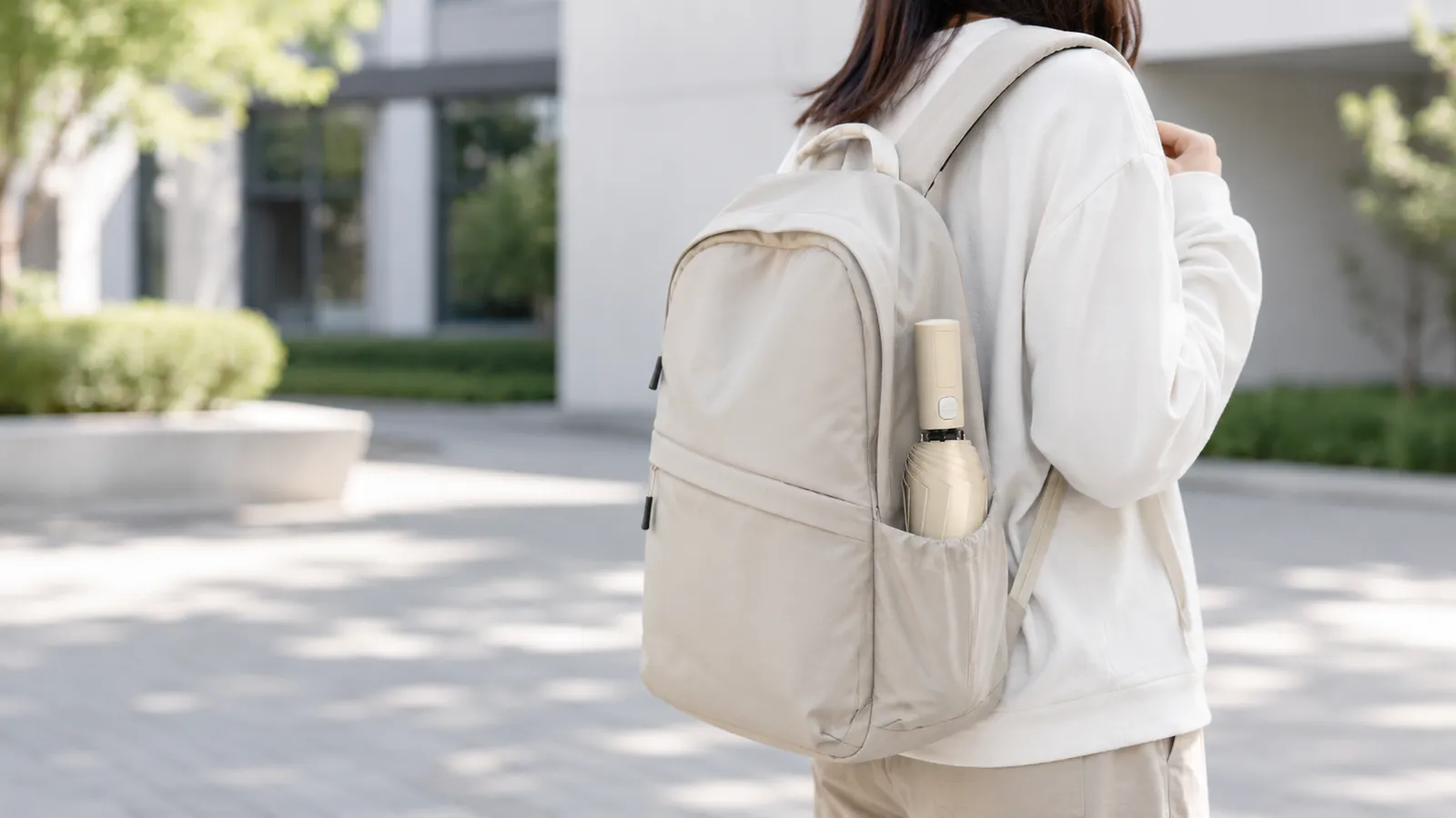 Folding umbrella — compact size that slips into a backpack