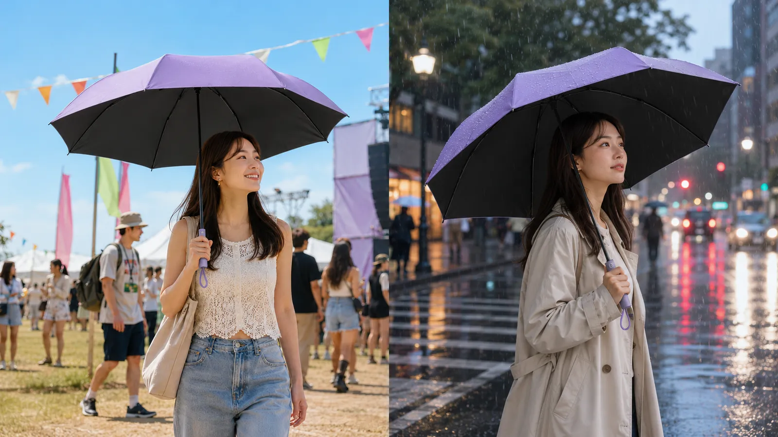 Folding umbrella comparison shot