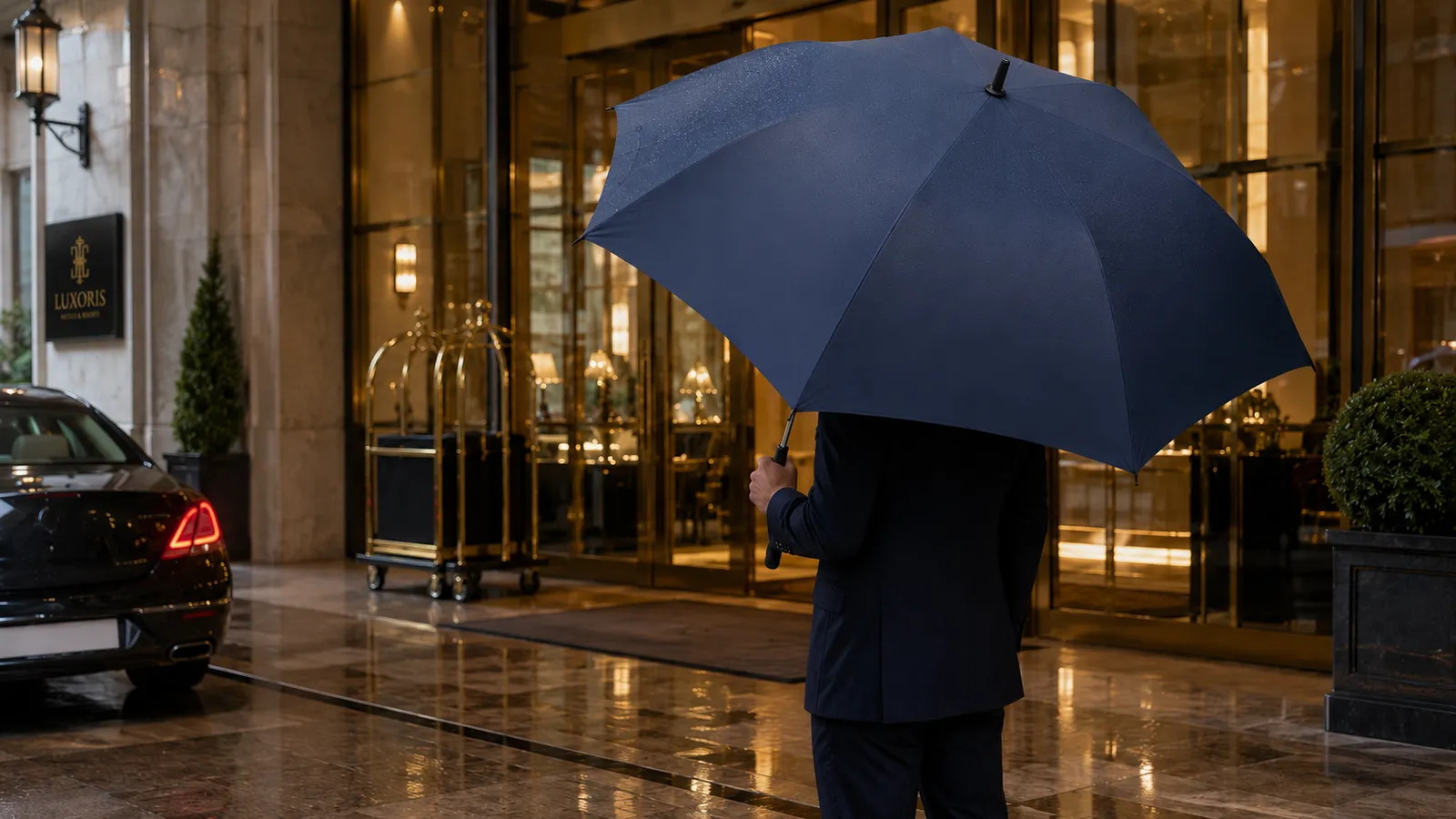 Hotel and retail branding long umbrella