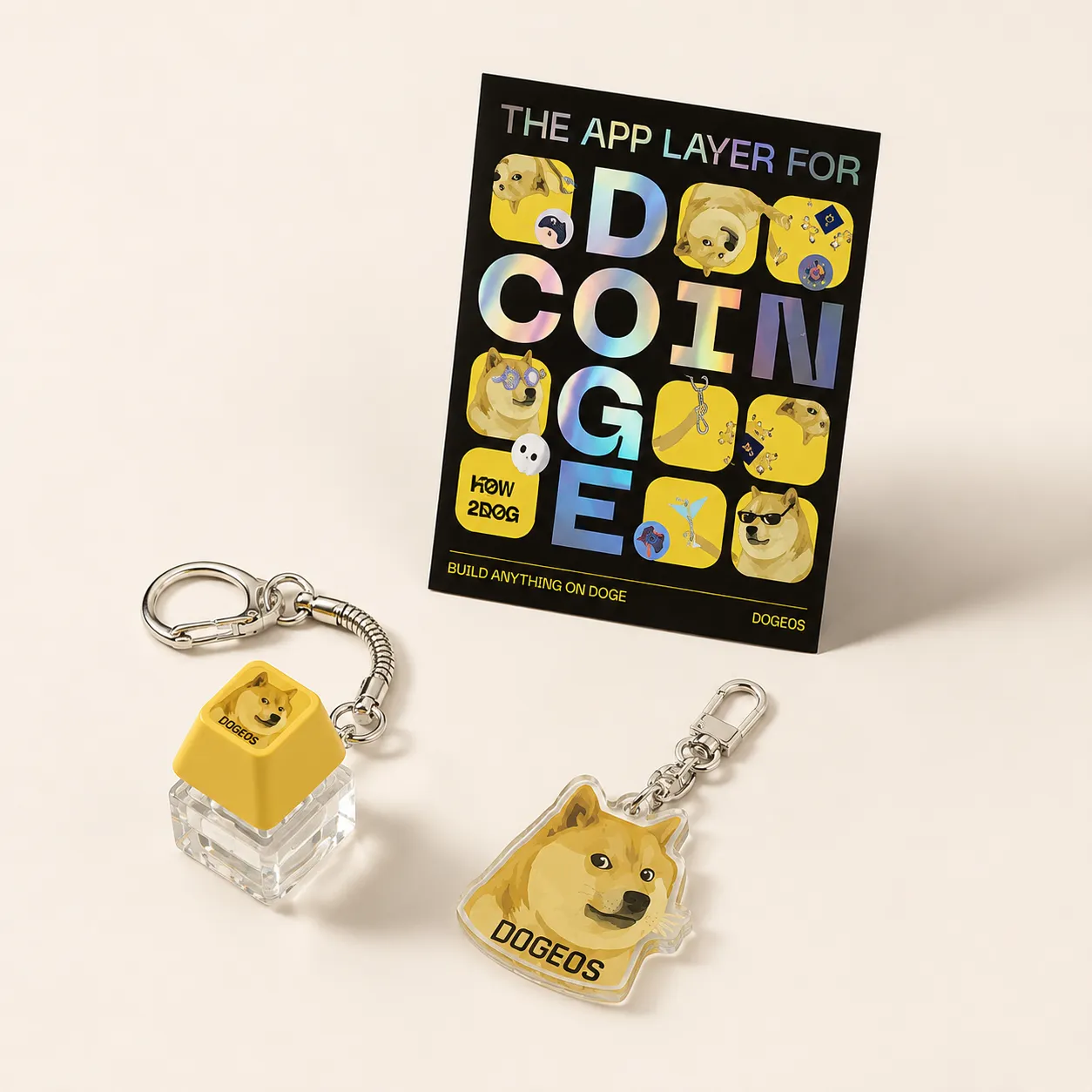 DogeOS 굿즈 3종 800개,
키캡 키링·홀로그램 스티커 2주 제작 커버 3