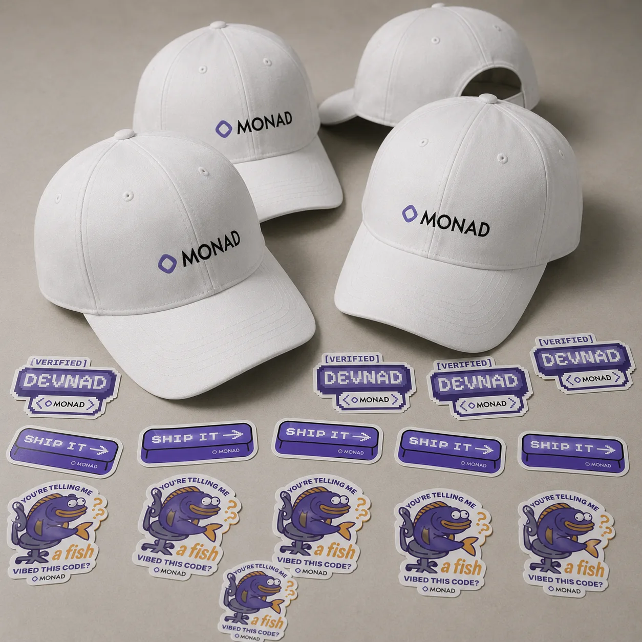 Monad Merch, 2 Items 500 Units,
White Cap & Die-Cut Sticker in 2 Weeks cover 3